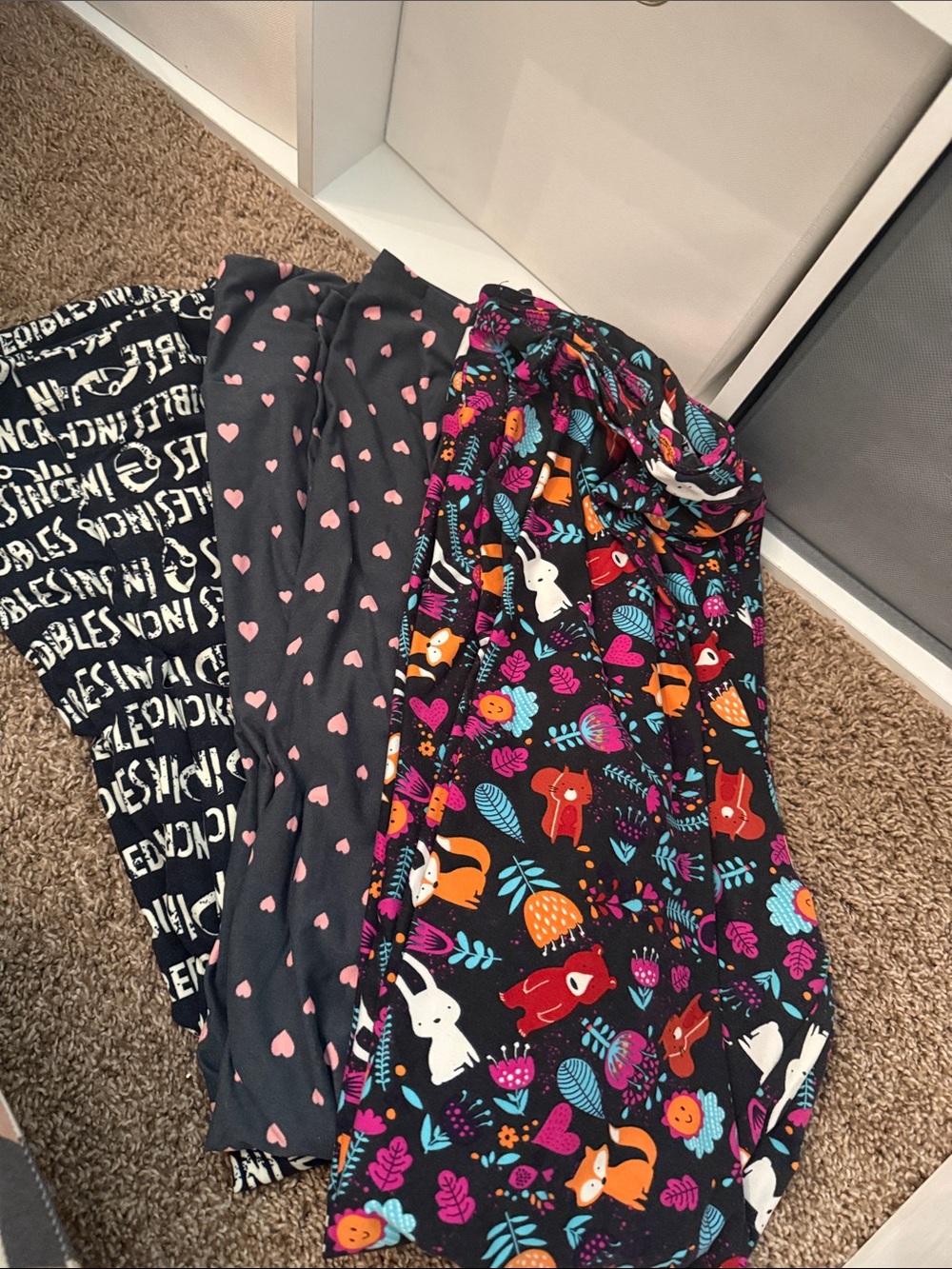 LuLaRoe Black Leggings with Colorful Woodland Print